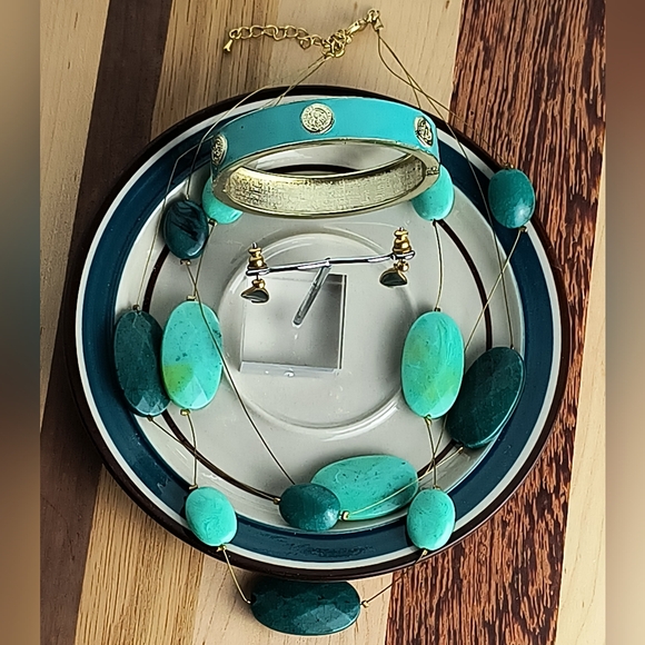 Jewelry Dish Bundle Of 4 Emerald Turquoise Color Statement - Picture 3 of 4